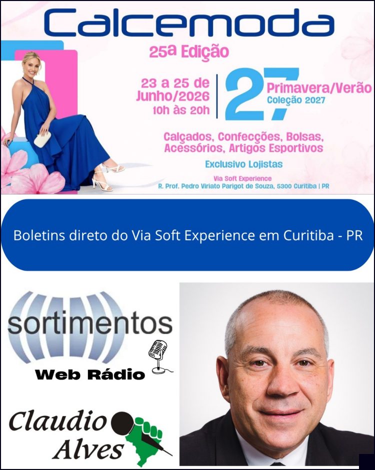 Boletins da Calcemoda 2026 - feira de calçados e de moda no site Moda Eventos por Claudio Alves